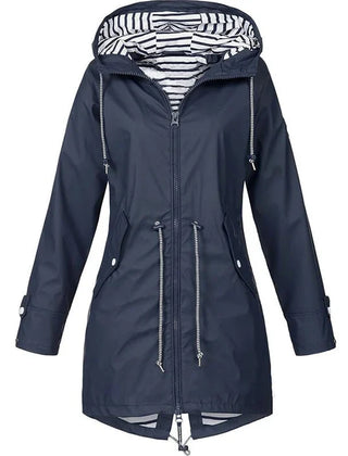 Sabrina Hooded Rain Jacket in Navy