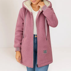Hooded Teddy Zip Jacket in Dusty Rose