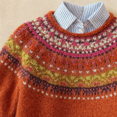 Nordic Yoke Sweater in Terracotta