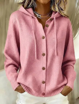 Hooded Button Cardigan in Pink