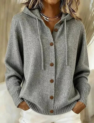 Hooded Button Cardigan in Gray