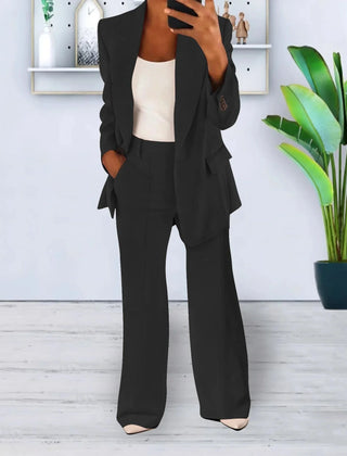 Gisela blazer and pants set in Black, worn