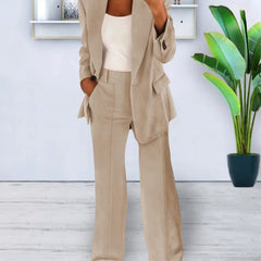 Gisela blazer and pants set in Beige, worn