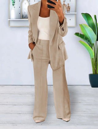 Gisela blazer and pants set in Beige, worn