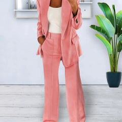 Gisela blazer and pants set in Pink, worn