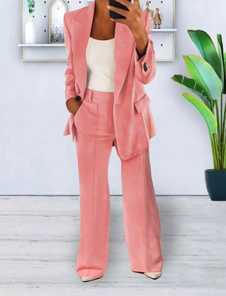 Gisela blazer and pants set in Pink, worn