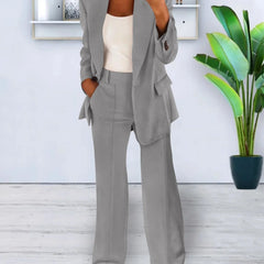 Gisela blazer and pants set in Gray, worn