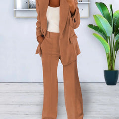 Gisela blazer and pants set in Brown, worn