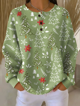 Green Ingrid | Sweater with Christmas Tree Motif