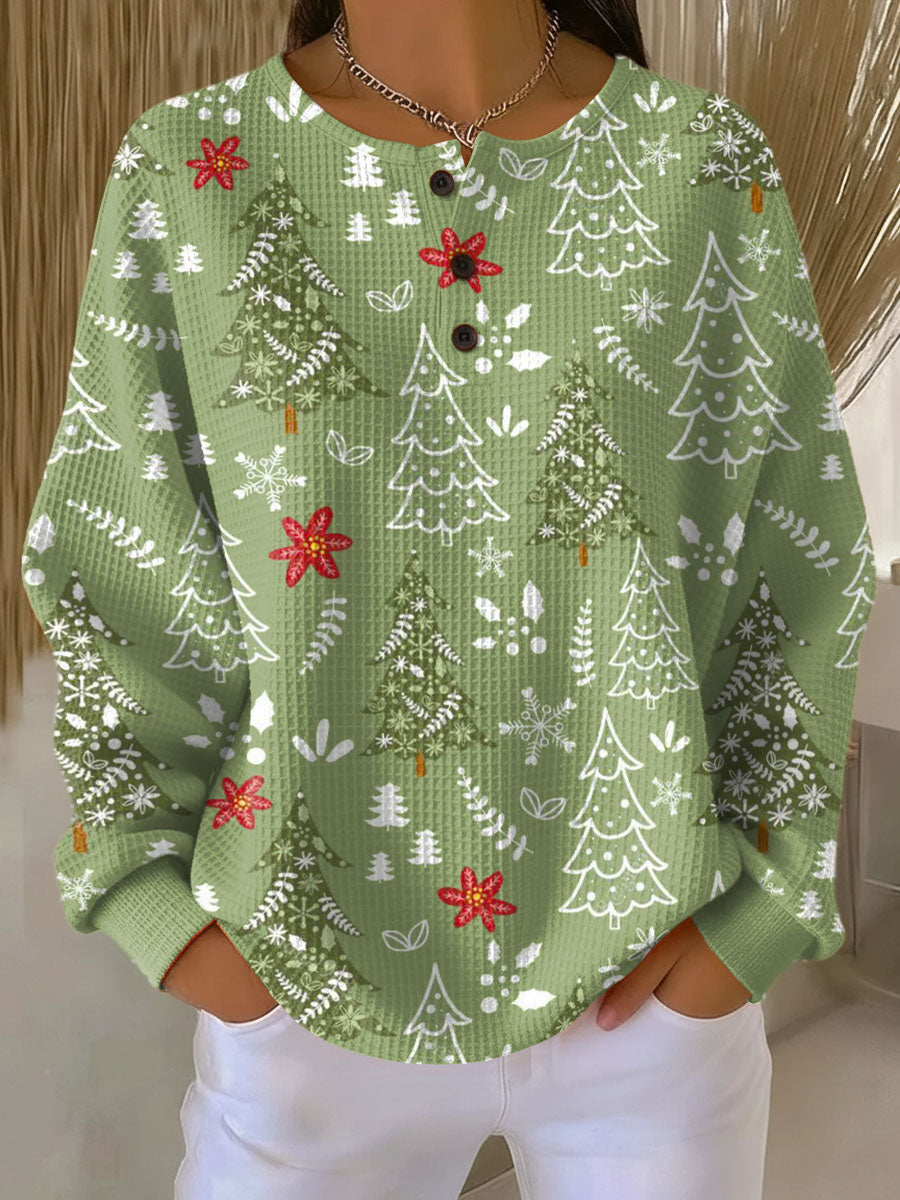 Green Ingrid | Sweater with Christmas Tree Motif
