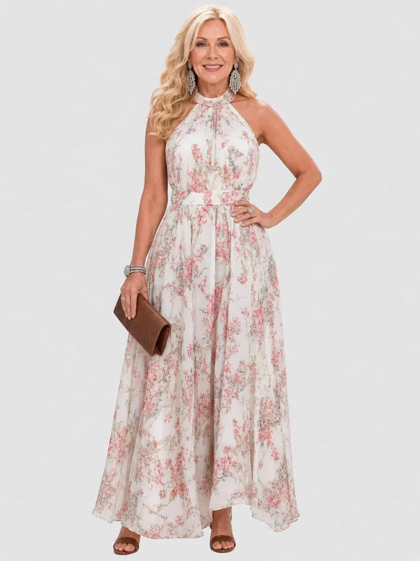 Guinevere™ Floral Print Flowing Skirt Midi Dress