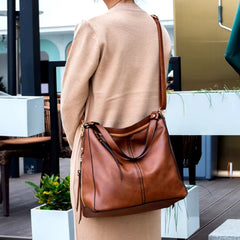 Hobo Shoulder Bag with Pouch in Brown