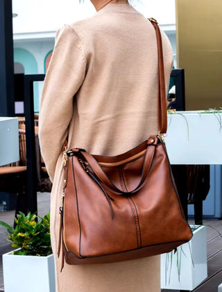 Hobo Shoulder Bag with Pouch in Brown