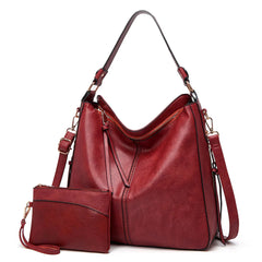 Hobo Shoulder Bag with Pouch in Red