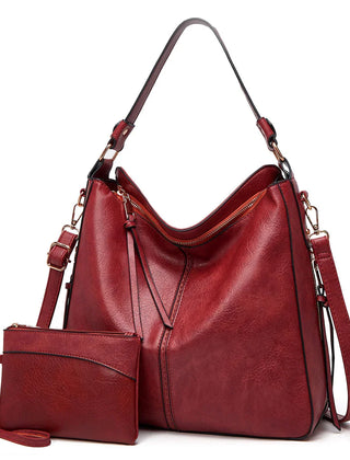Hobo Shoulder Bag with Pouch in Red
