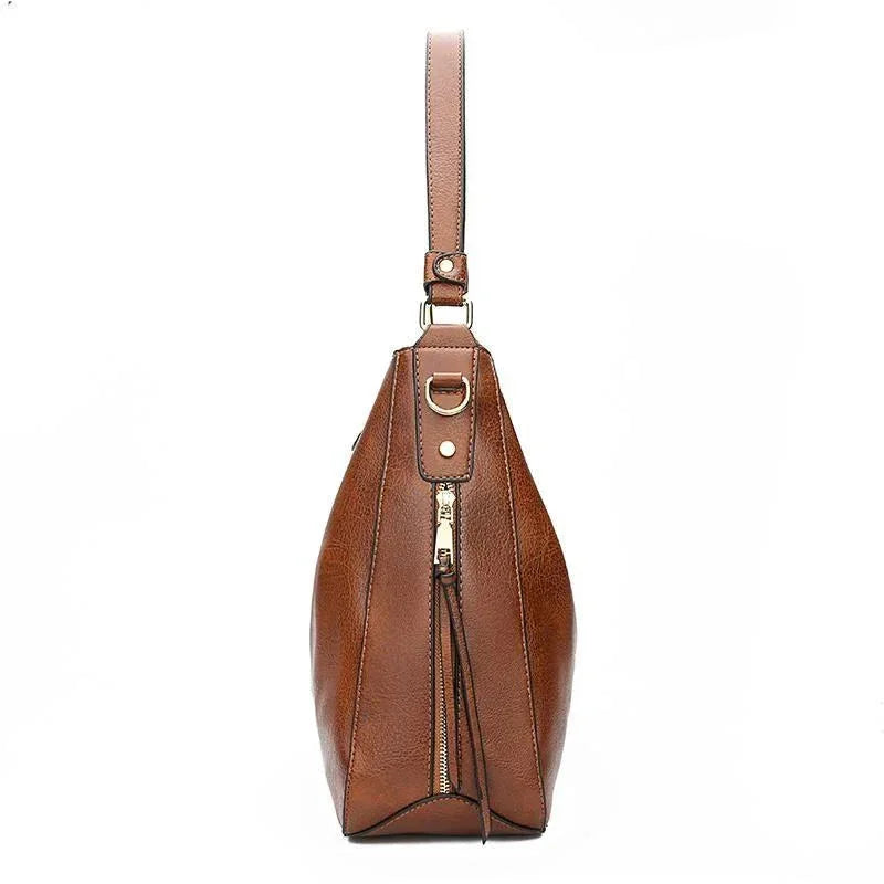 Hobo Shoulder Bag with Pouch in Brown