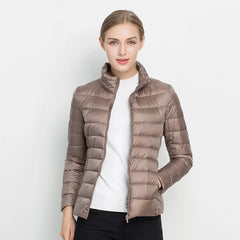 Ilse Lightweight Puffer Jacket in Taupe