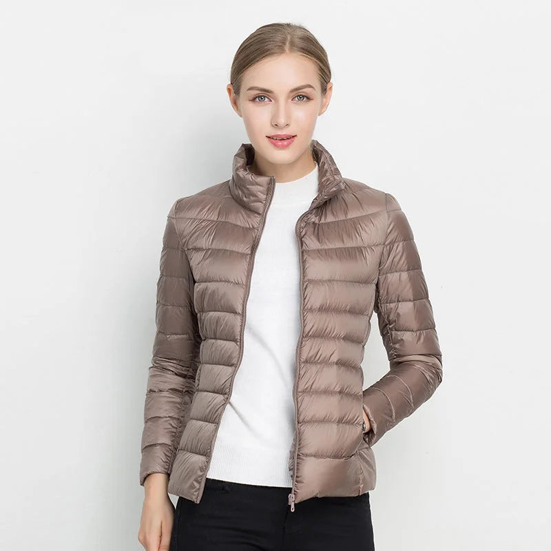 Ilse Lightweight Puffer Jacket in Taupe