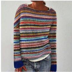 Ines Multicolor Stripe Sweater, Warm Multicolor