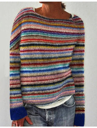 Ines Multicolor Stripe Sweater, Warm Multicolor