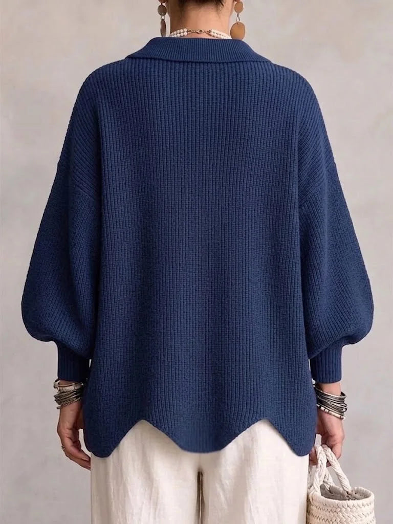 Isadora Oversized Button Cardigan in Navy, back view