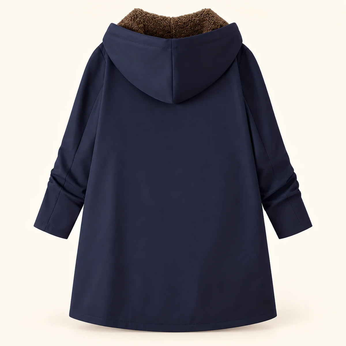 Plush-Lined Hooded Zip Coat in Navy
