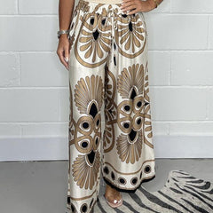 White Sally | Printed Satin Track Pants for Women | Casual & Leisure