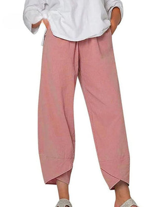 Pink Bryndis | Cotton Linen Wide-Leg Pants for Women | Summer Casual