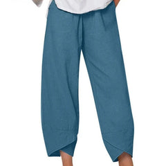 Blue Bryndis | Cotton Linen Wide-Leg Pants for Women | Summer Casual