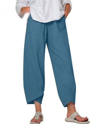Blue Bryndis | Cotton Linen Wide-Leg Pants for Women | Summer Casual