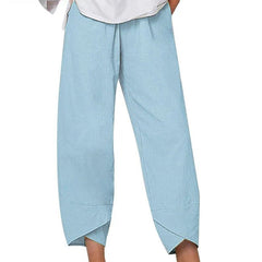 Light Blue Bryndis | Cotton Linen Wide-Leg Pants for Women | Summer Casual