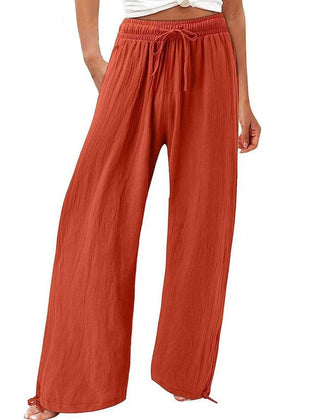 Orange Olwen | Loose Cotton Linen Wide-Leg Pants for Women | Casual