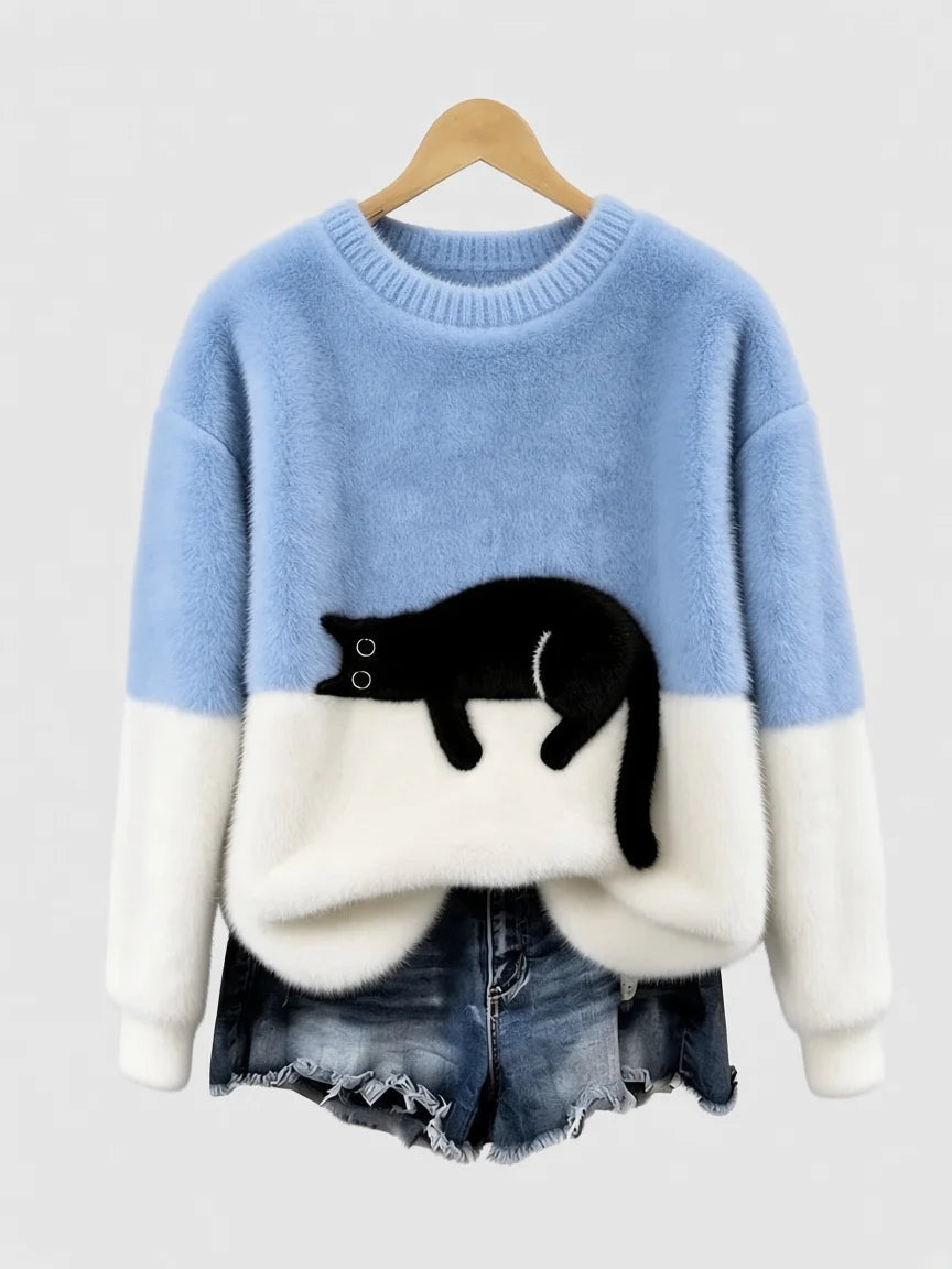 Lina | Relaxed Cat Print Sweater