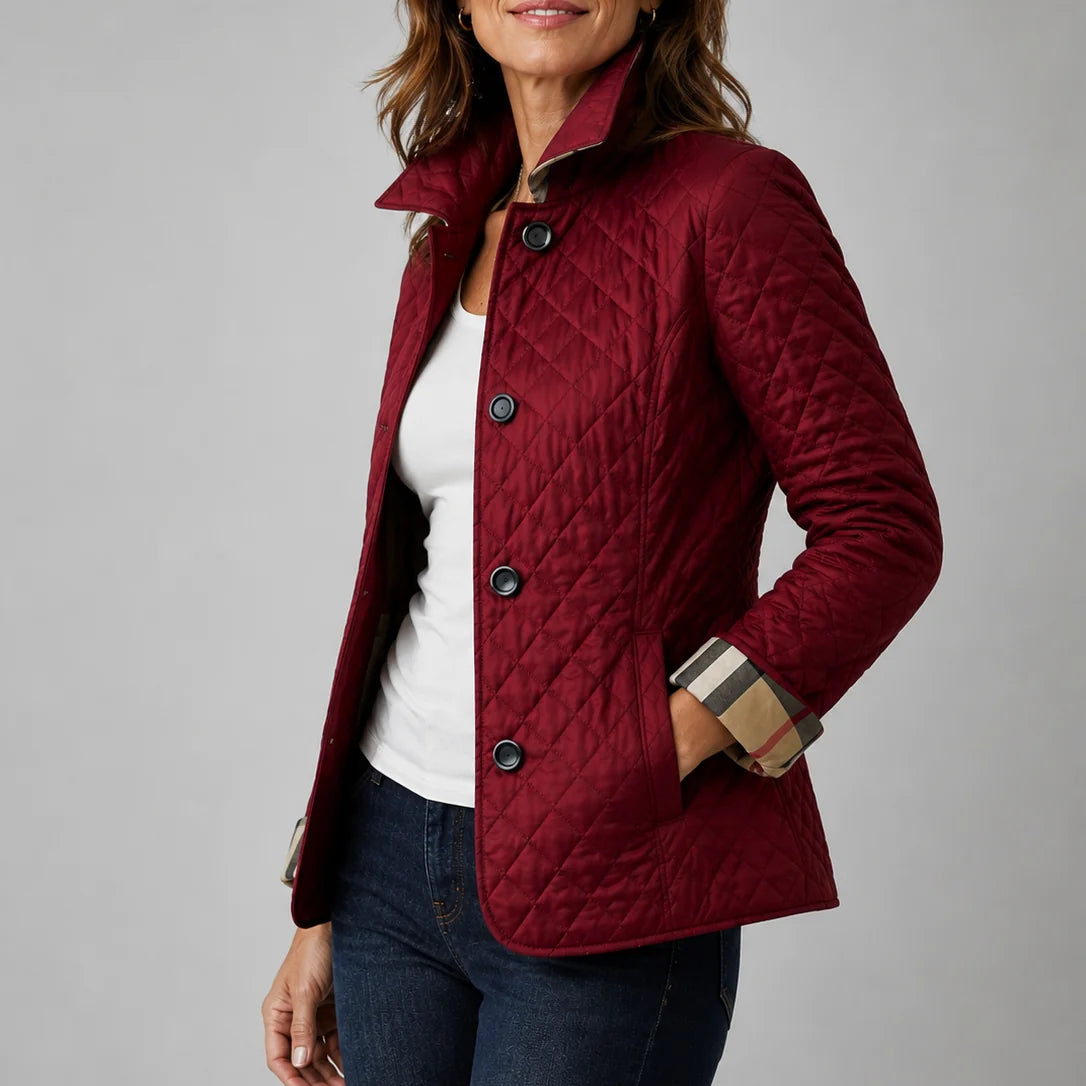 Loredana Lightweight Quilted Jacket in Wine Red