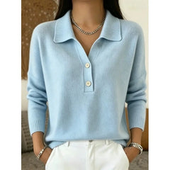 Collared Polo Sweater in Light Blue
