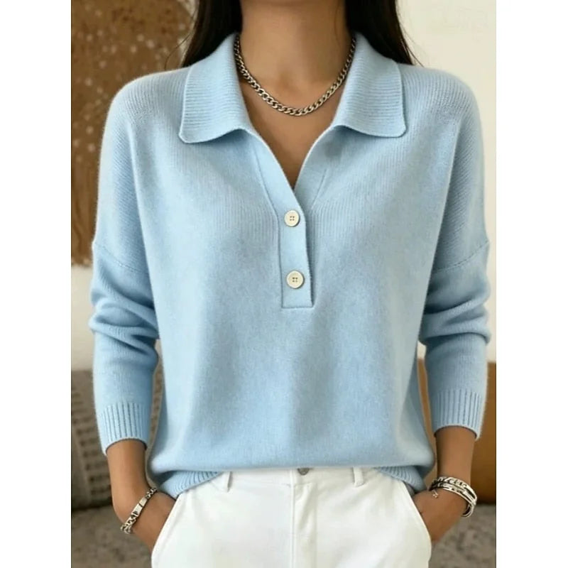 Collared Polo Sweater in Light Blue