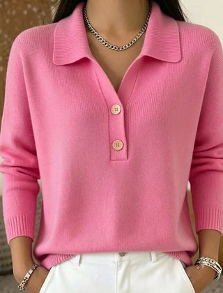 Collared Polo Sweater in Pink