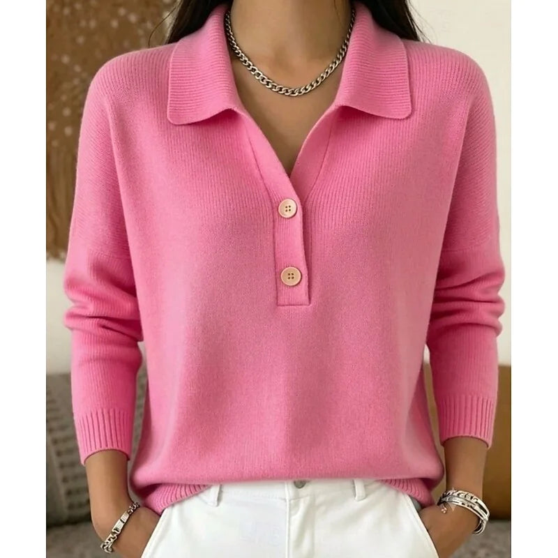 Collared Polo Sweater in Pink