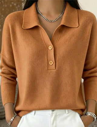 Collared Polo Sweater in Camel