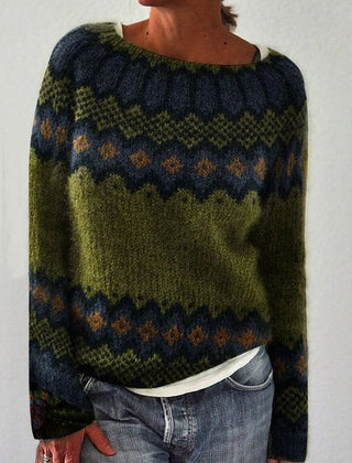 Margaux Fair Isle Pattern Sweater in Green
