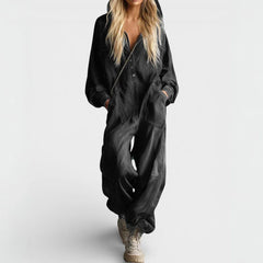 Utility Jumpsuit with Hood in Black