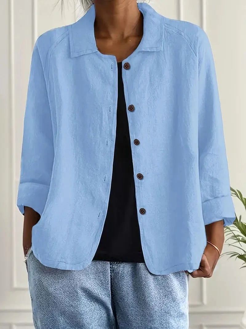 Marilla Classic Shirt Cardigan in Light Blue