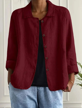 Marilla Classic Shirt Cardigan in Dark Red