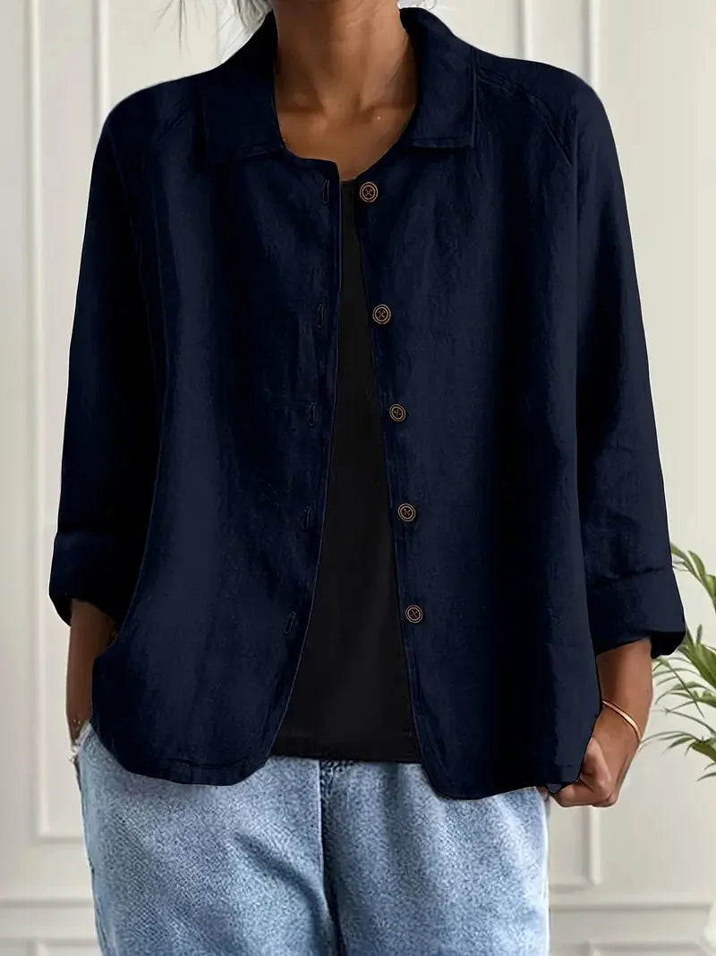 Marilla Classic Shirt Cardigan in Dark Blue