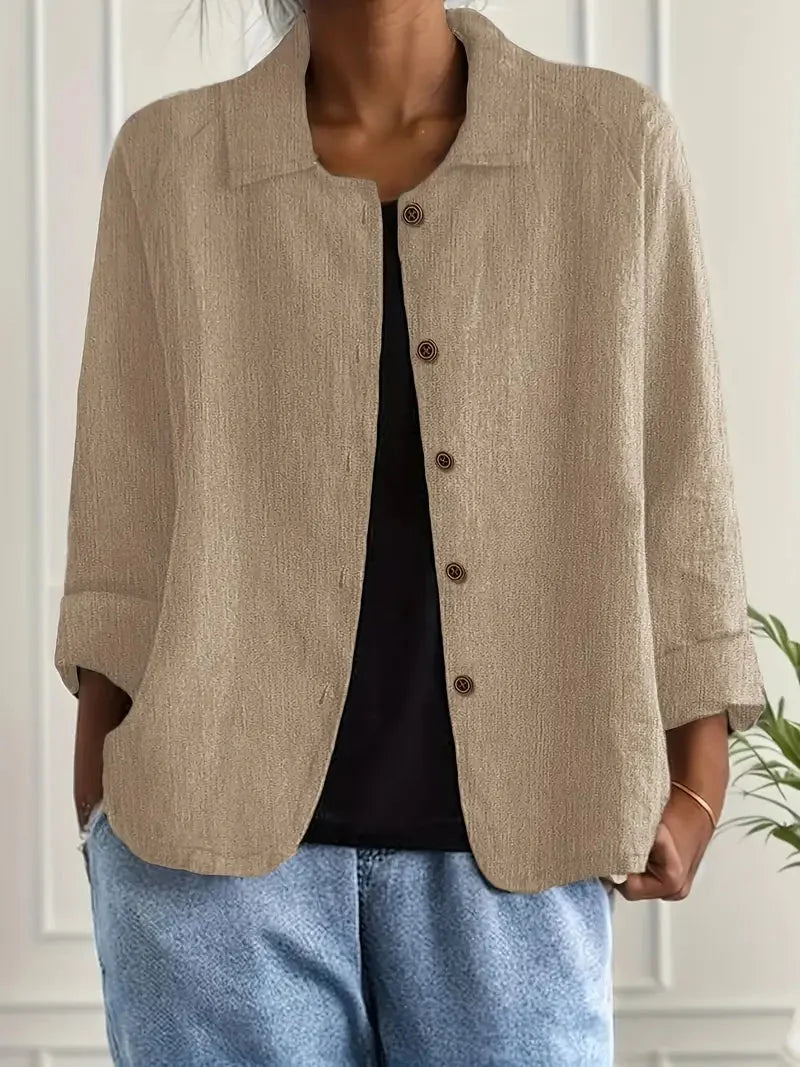 Marilla Classic Shirt Cardigan in Khaki