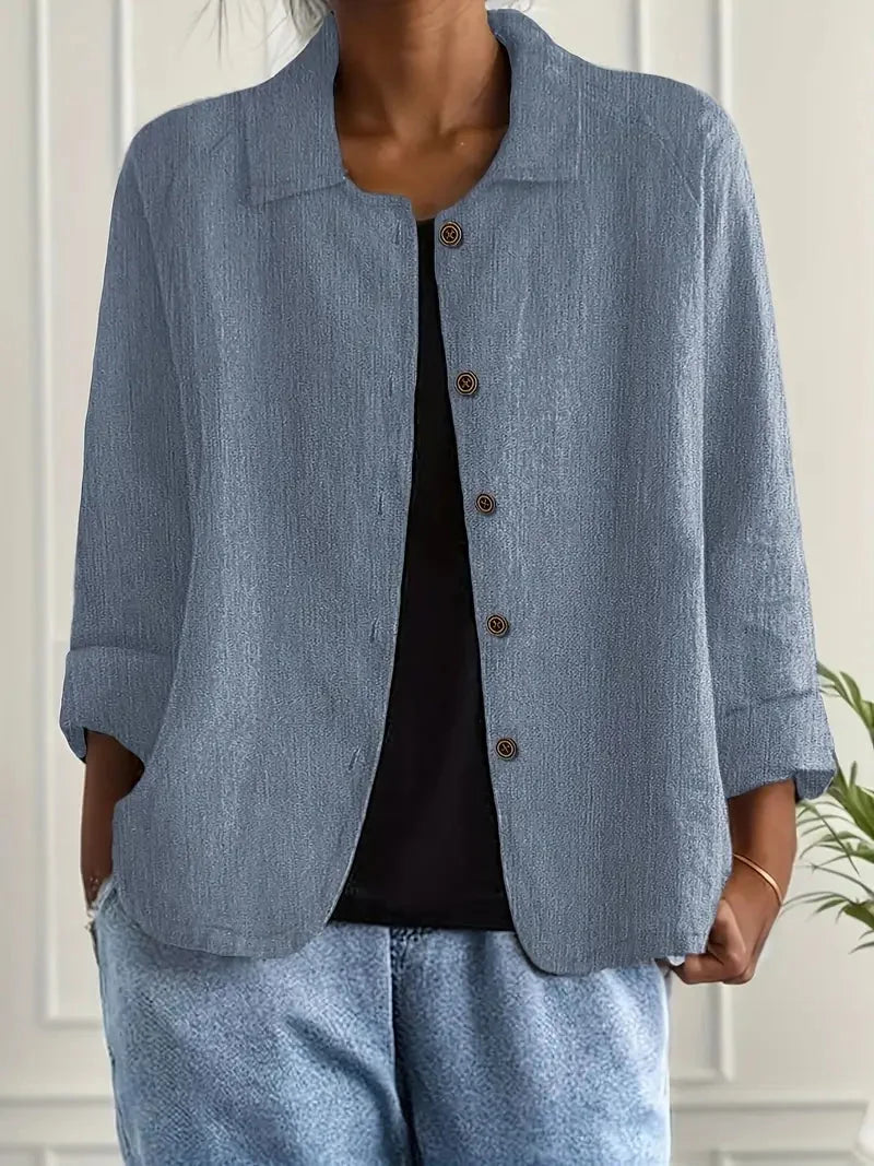 Marilla Classic Shirt Cardigan in Blue