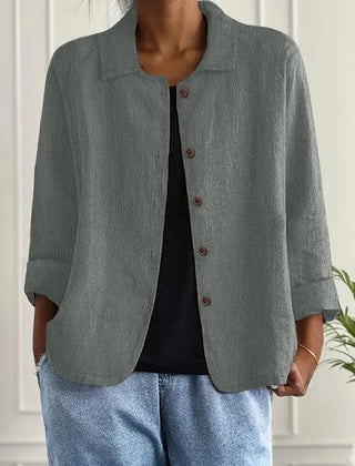 Marilla Classic Shirt Cardigan in Gray