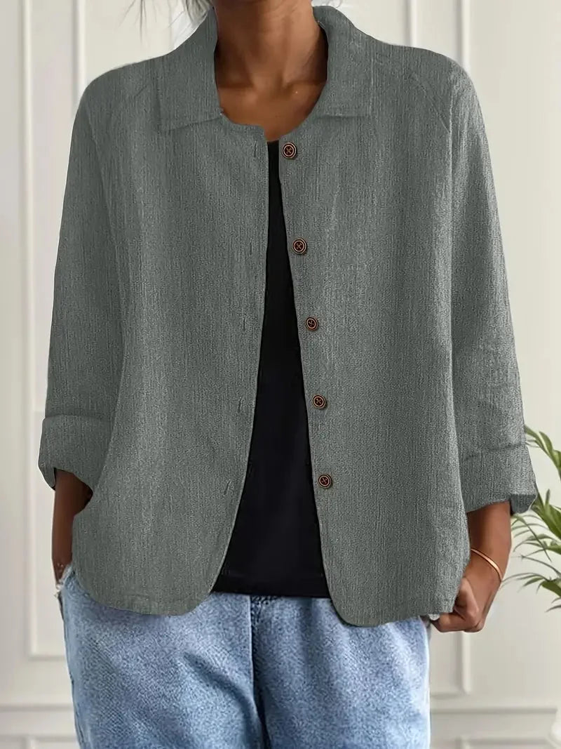 Marilla Classic Shirt Cardigan in Gray