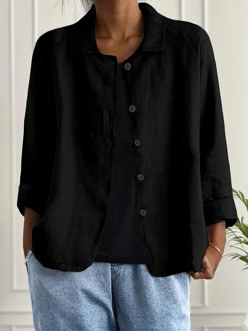 Marilla Classic Shirt Cardigan in Black