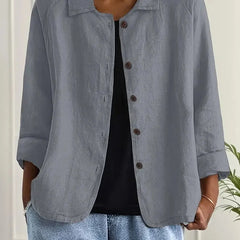 Marilla Classic Shirt Cardigan in Light Gray